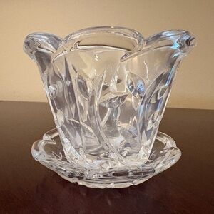 Crystal Flower Pot Votive and Coaster (2 Pieces)